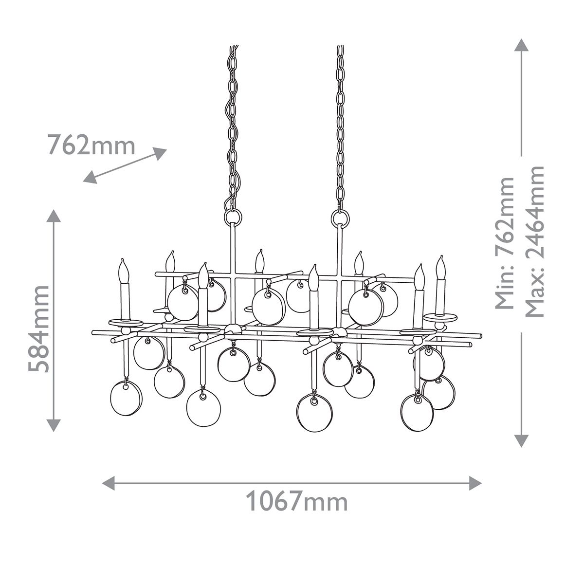 Люстра подвесная с 8-ю лампами и стеклянными круглыми подвесками Currey & Company в Перми