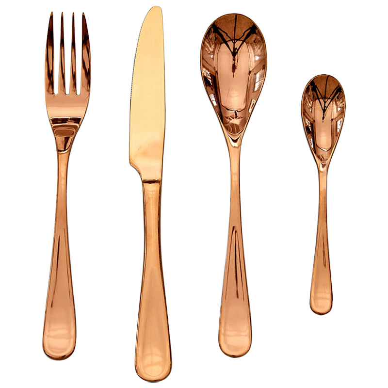 Столовые приборы на 4 персоны цвет медь Contemporary Cutlery Set Copper Медь в Перми | Loft Concept 