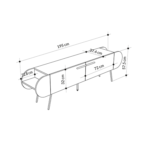 ТВ-тумба серая с 2-мя откидными дверцами и 2-мя открытыми полками CAPSULE TV STAND RETRO GREY в Перми