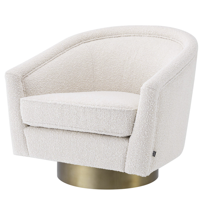 Кресло Eichholtz Swivel Chair Catene Boucle cream Кремовый матовое золото в Перми | Loft Concept 