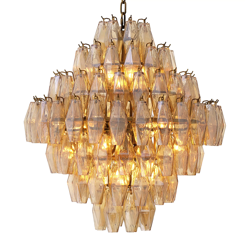 Люстра Eichholtz Chandelier Benini L Amber Янтарный Латунь в Перми | Loft Concept 