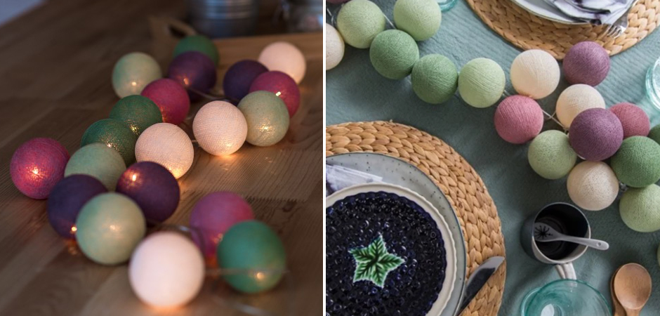 Гирлянда хлопковые фонарики Сotton Ball Forest Fruit - Loft-Concept в Перми