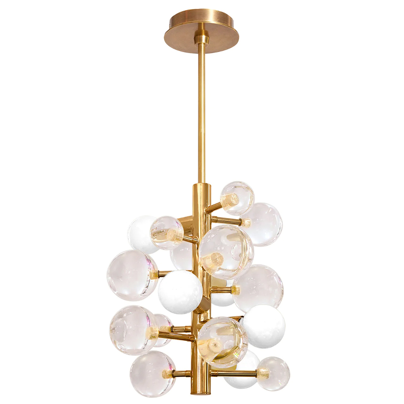 Светильник Jonathan Adler GLOBO FIVE-LIGHT CHANDELIER Clear Золотой Прозрачное Стекло Белый в Перми | Loft Concept 