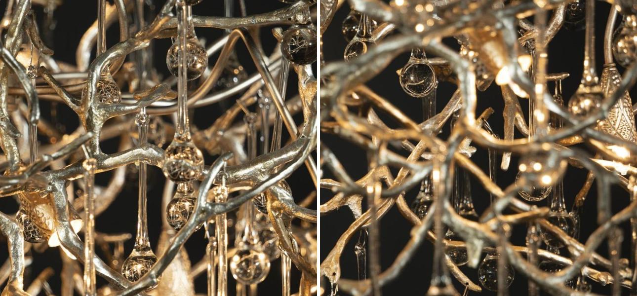 Люстра Crystal Drops Silver 125 см - фото №4