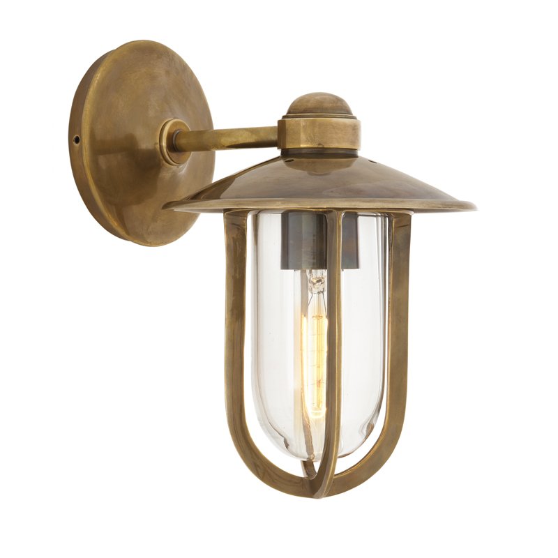 Бра Eichholtz Wall Lamp Seg Harbour Brass Латунь Античная полированная Прозрачное Стекло в Перми | Loft Concept 