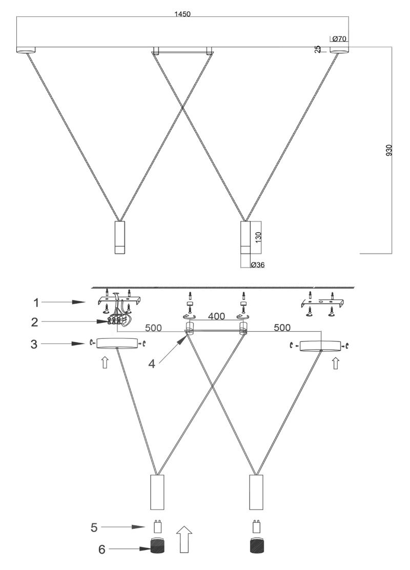 Wireflow LED White Suspension lam 2 патрона в Перми