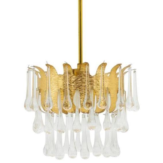 Люстра Ernst Palme Glass and Gilded Brass Chandelier Золотой в Перми | Loft Concept 