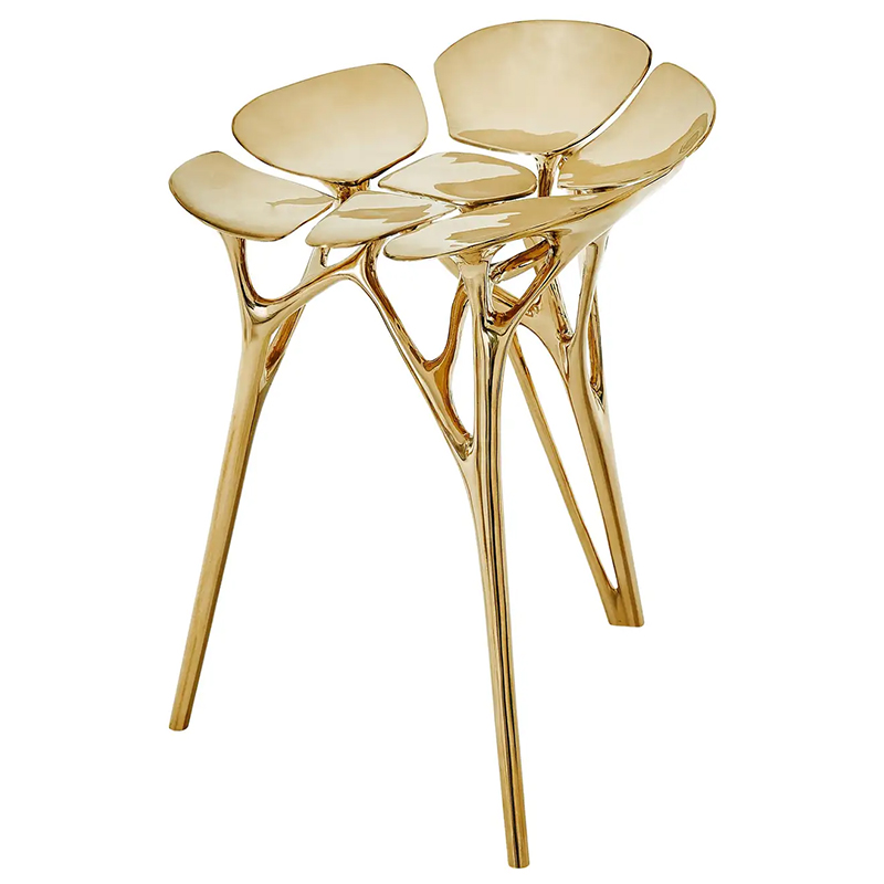 Барный стул Lotus Stool Side Table Gold Organic Form Золотой в Перми | Loft Concept 