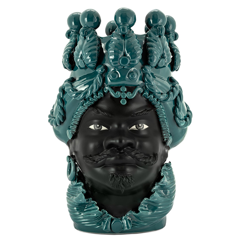 Ваза VASE MORO BIG MAN SIMPLY MAT dark turquoise Черный Бирюзовый в Перми | Loft Concept 