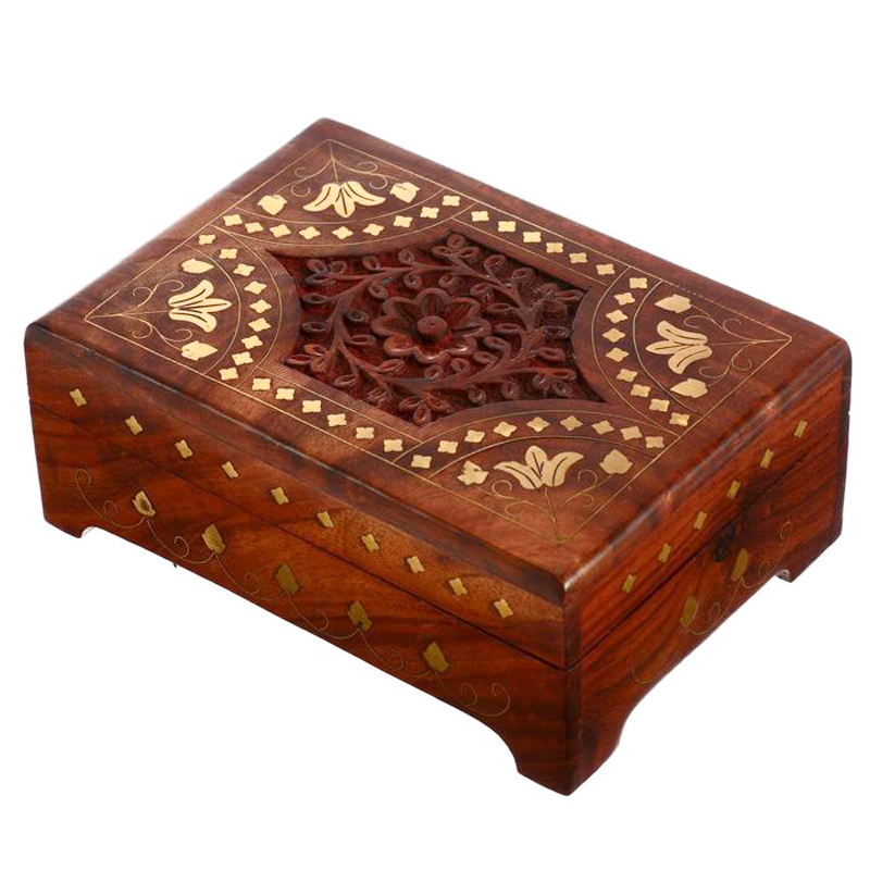 Шкатулка Fulari Indian Inlay Box Коричневый в Перми | Loft Concept 