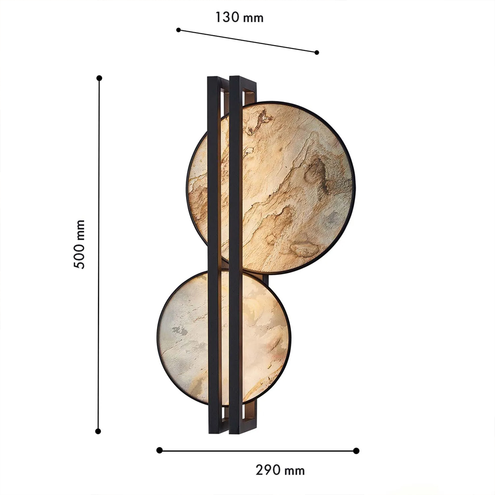 Бра из двух каменных дисков в металлической раме Constellation в Перми