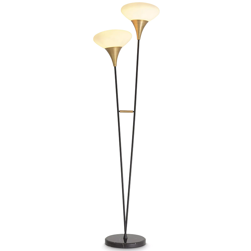 Торшер Eichholtz Floor Lamp Duco Латунь Белый Черный Черный Мрамор Nero в Перми | Loft Concept 