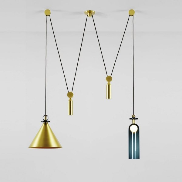 Подвесной светильник Shape up Double Pendant Brass Латунь в Перми | Loft Concept 