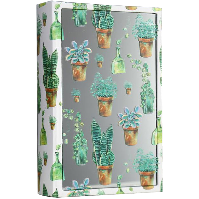 Шкатулка-книга Succulents Mirror Book Box Белый Зеленый Коричневый в Перми | Loft Concept 