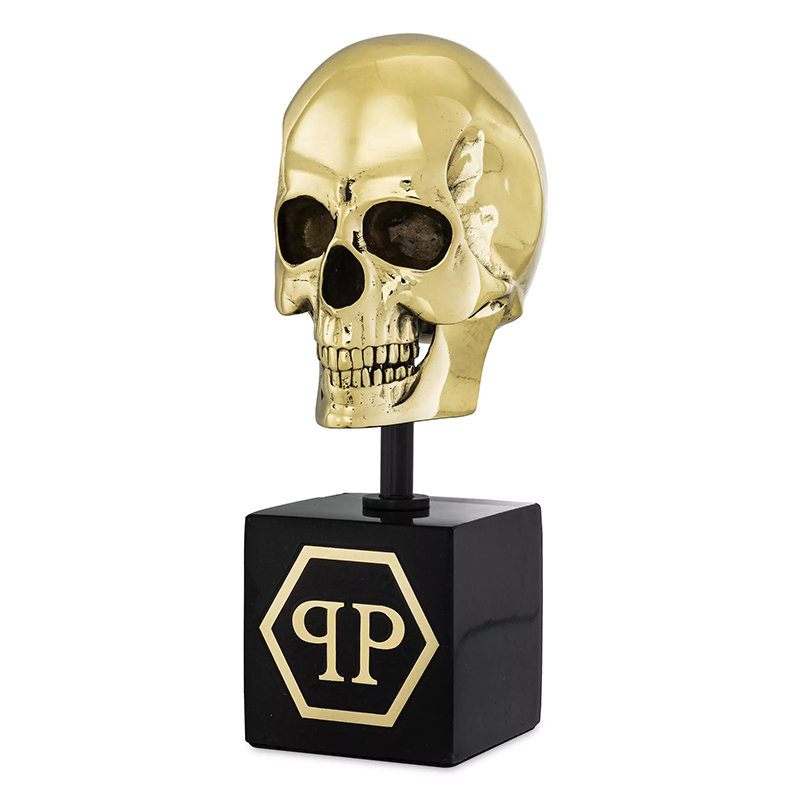 Статуэтка Philipp Plein Gold Skull S Золотой Черный в Перми | Loft Concept 