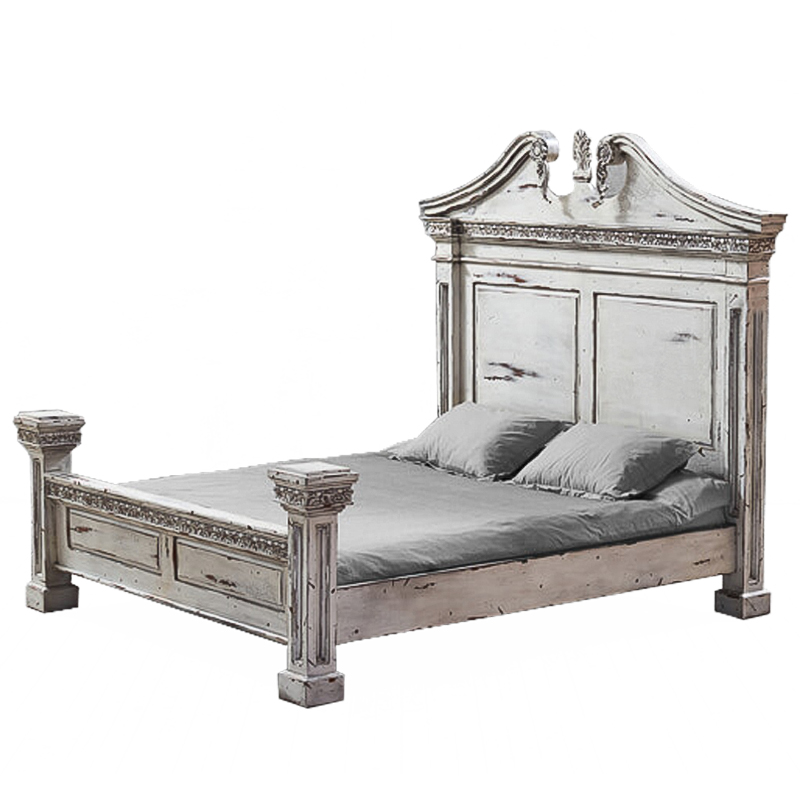 Кровать Gothic Style Bed White Белый винтажная патина   в Перми | Loft Concept 