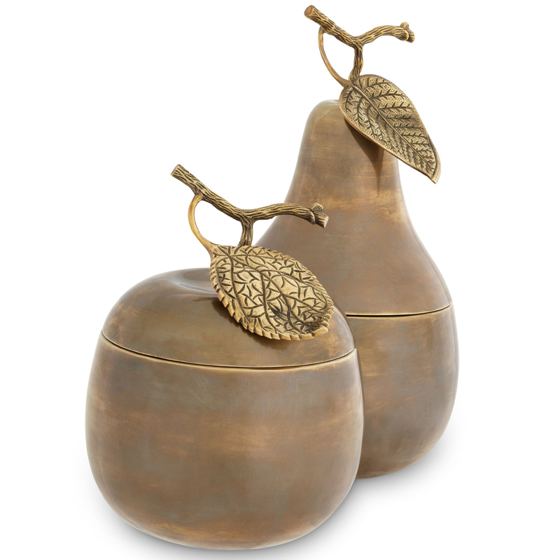 Комплект шкатулок Eichholtz Box Apple & Pear set of 2 brass Винтажная латунь в Перми | Loft Concept 