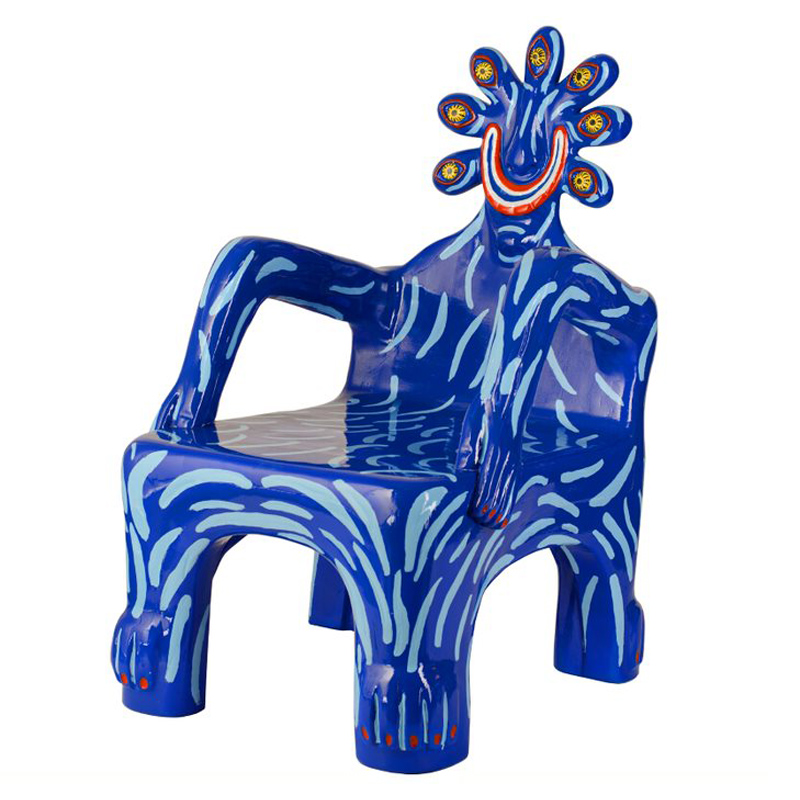 Кресло COBALT CREATURE ARMCHAIR Синий Мульти в Перми | Loft Concept 