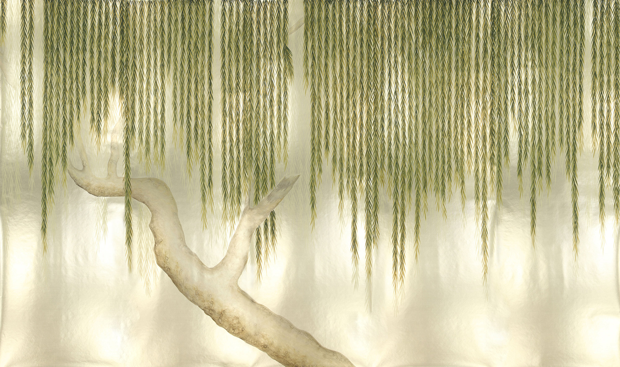 Обои ручная роспись Willow Original colourway on Champagne Gold gilded paper Обои ручная роспись Willow Original colourway on Champagne Gold gilded paper - постер Loft-Concept в Перми