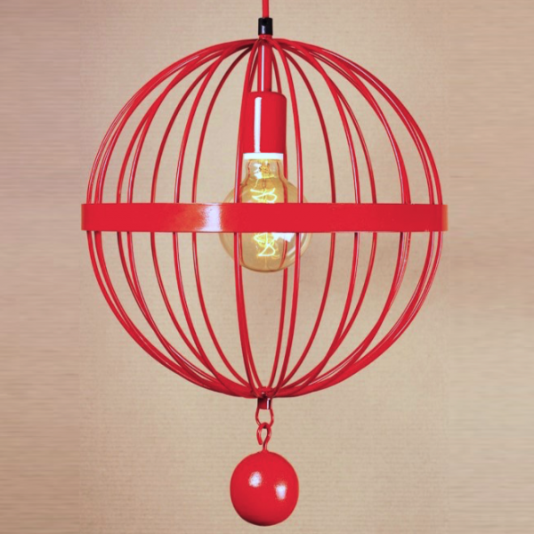 Подвесной светильник Wire Cage Pendant Spher Red Красный в Перми | Loft Concept 