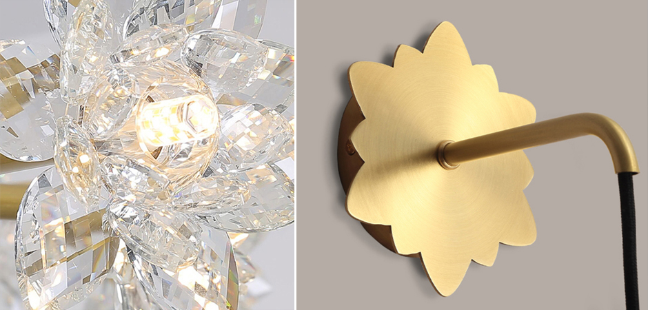 Бра Хрустальный Цветок Лотоса Lotus flower Wall Clear Glass B Бра Хрустальный Цветок Лотоса Lotus flower Wall Clear Glass B - Loft-Concept в Перми