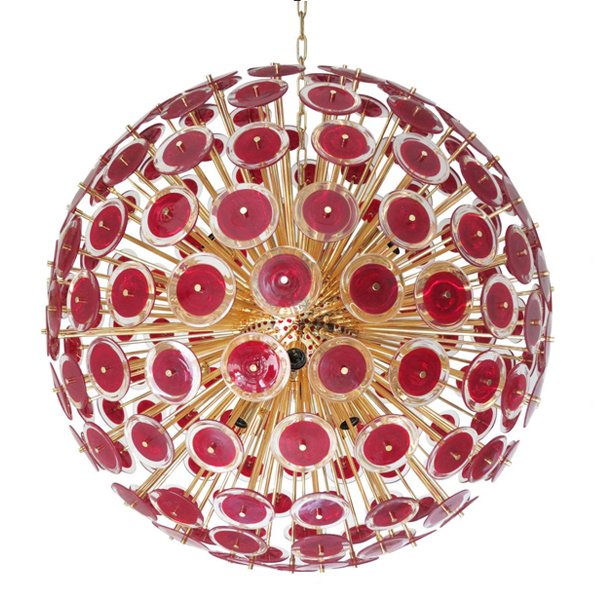 Murano Red Disco Glass Sputnik Chandelier Vistosi Красный (Red) Золотой в Перми | Loft Concept 