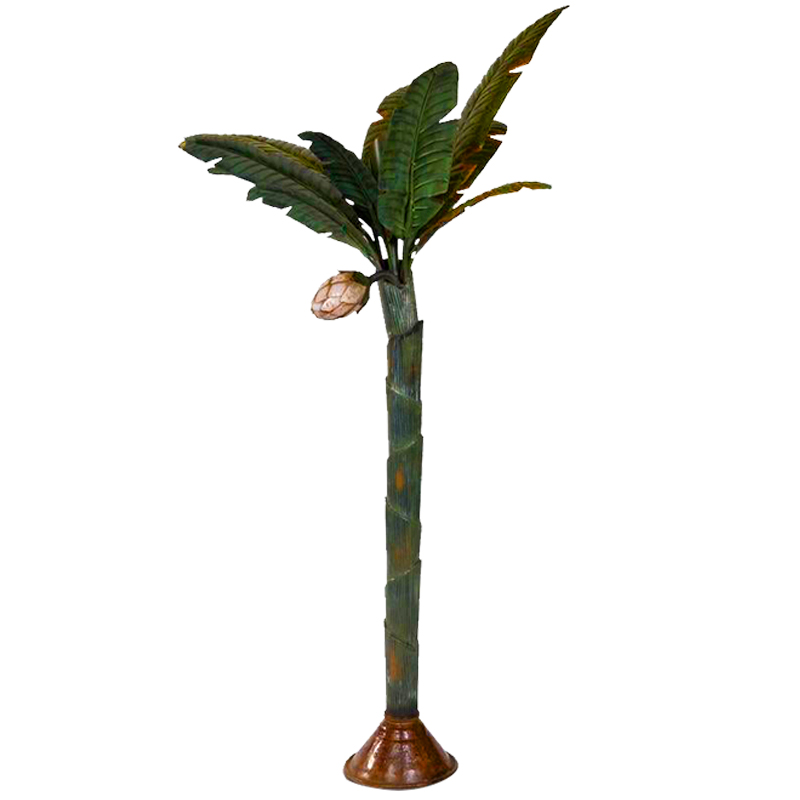 Торшер Дизайнерский Зеленый Банан Painted Metal Sculpture of Palm or Banana Tree and Flower Искусственная бурая ржавчина Зеленый в Перми | Loft Concept 