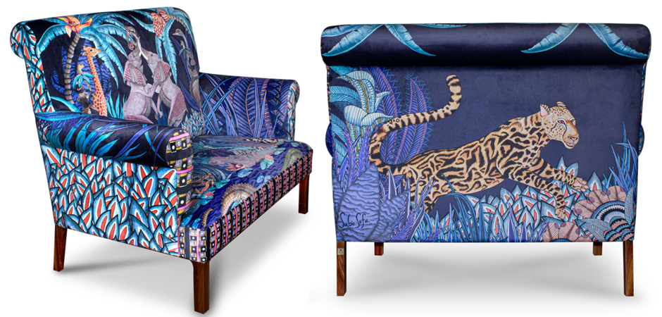 Диван Ardmore Design Sabie Sofa in Tanzanite Синий Тропический Орнамент Диван Ardmore Design Sabie Sofa in Tanzanite Синий Тропический Орнамент - Loft-Concept в Перми