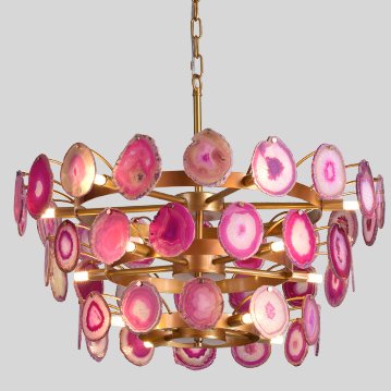 Люстра Agate Burst Chandelier 3 Round pink Розовый пастельный Золотой в Перми | Loft Concept 