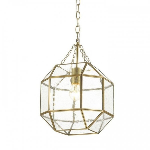 Подвесной светильник Glass & Metal Cage Pendant Gold Глянцевое золото в Перми | Loft Concept 