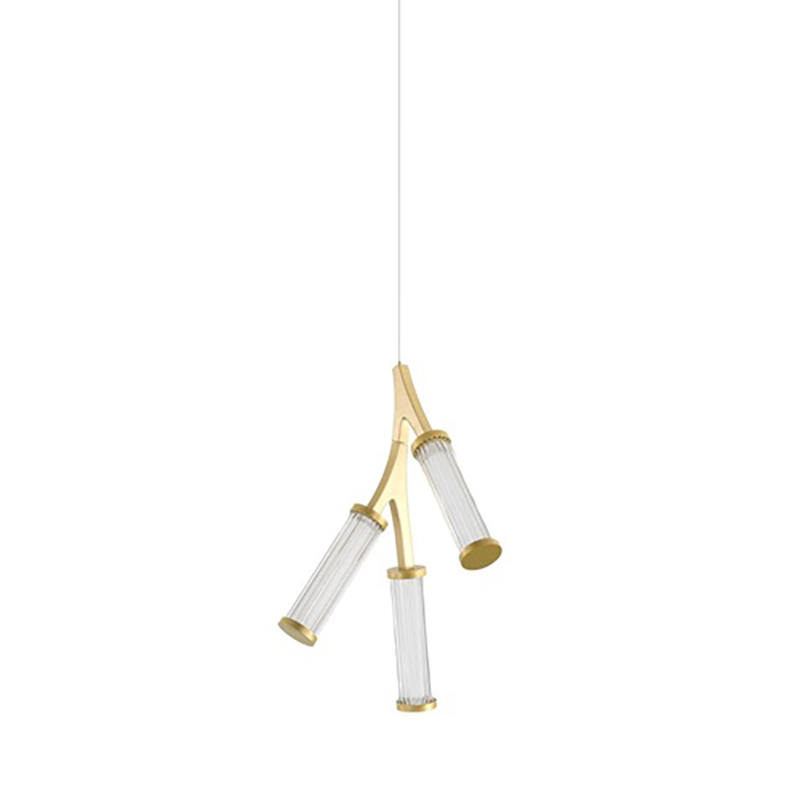 Люстра Cylinder Branches Chandelier Gold 3 Золотой Прозрачный в Перми | Loft Concept 