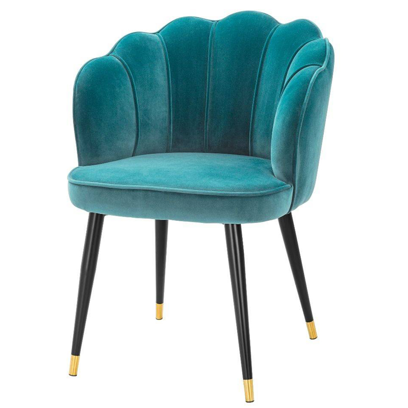 Стул Eichholtz Dining Chair Bristol sea green Бирюзовый Черный Латунь в Перми | Loft Concept 