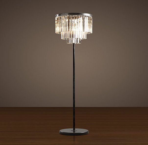 Торшер RH 1920S Odeon Clear Glass Floor Lamp Черный Прозрачный в Перми | Loft Concept 