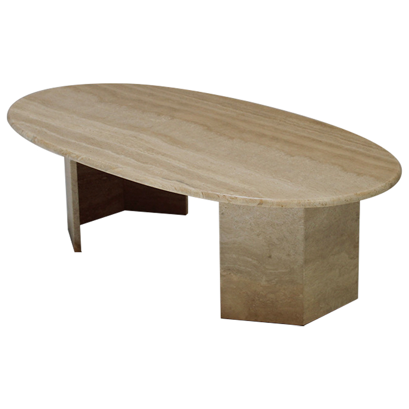 Кофейный стол Oval Travertine Coffee Table Коричневый в Перми | Loft Concept 