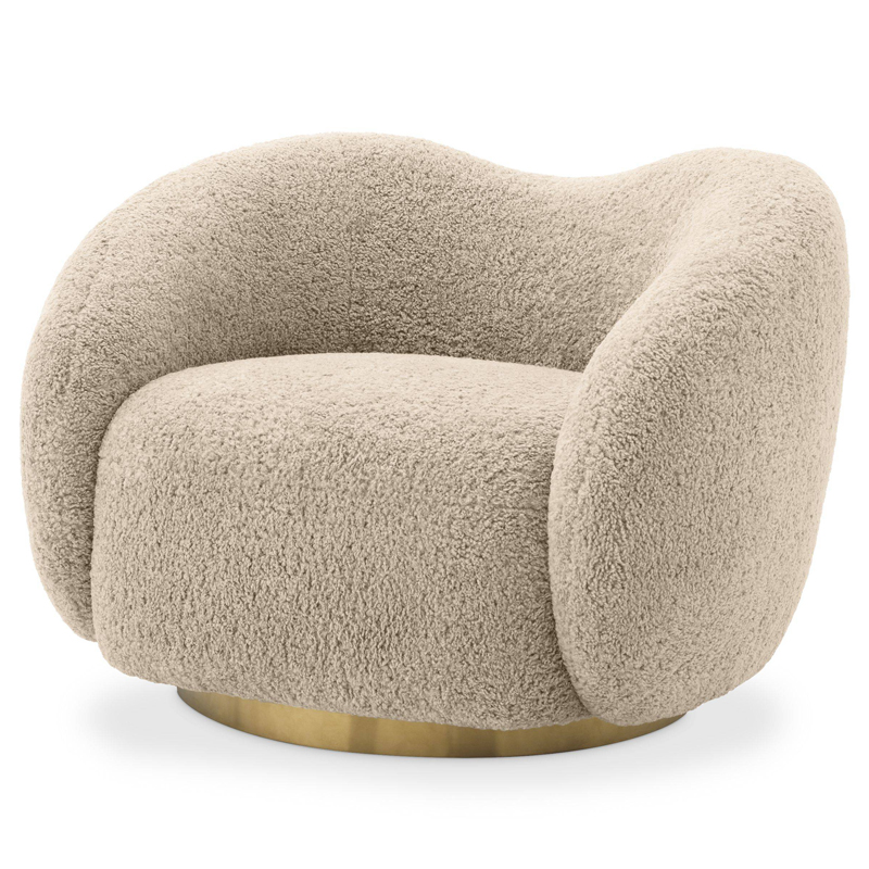 Кресло Eichholtz Swivel Chair Diego Песочный Латунь в Перми | Loft Concept 