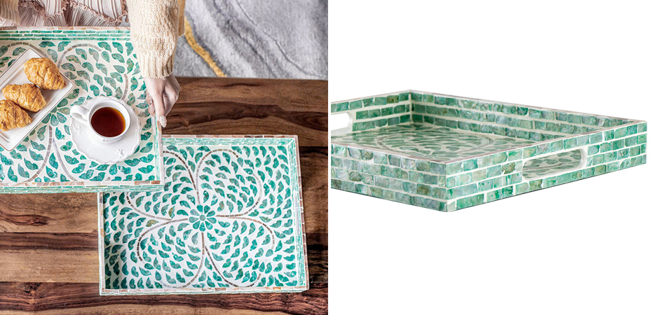 Поднос с отделкой раковинами устриц Bone Inlay Поднос с отделкой раковинами устриц Bone Inlay - Loft-Concept в Перми
