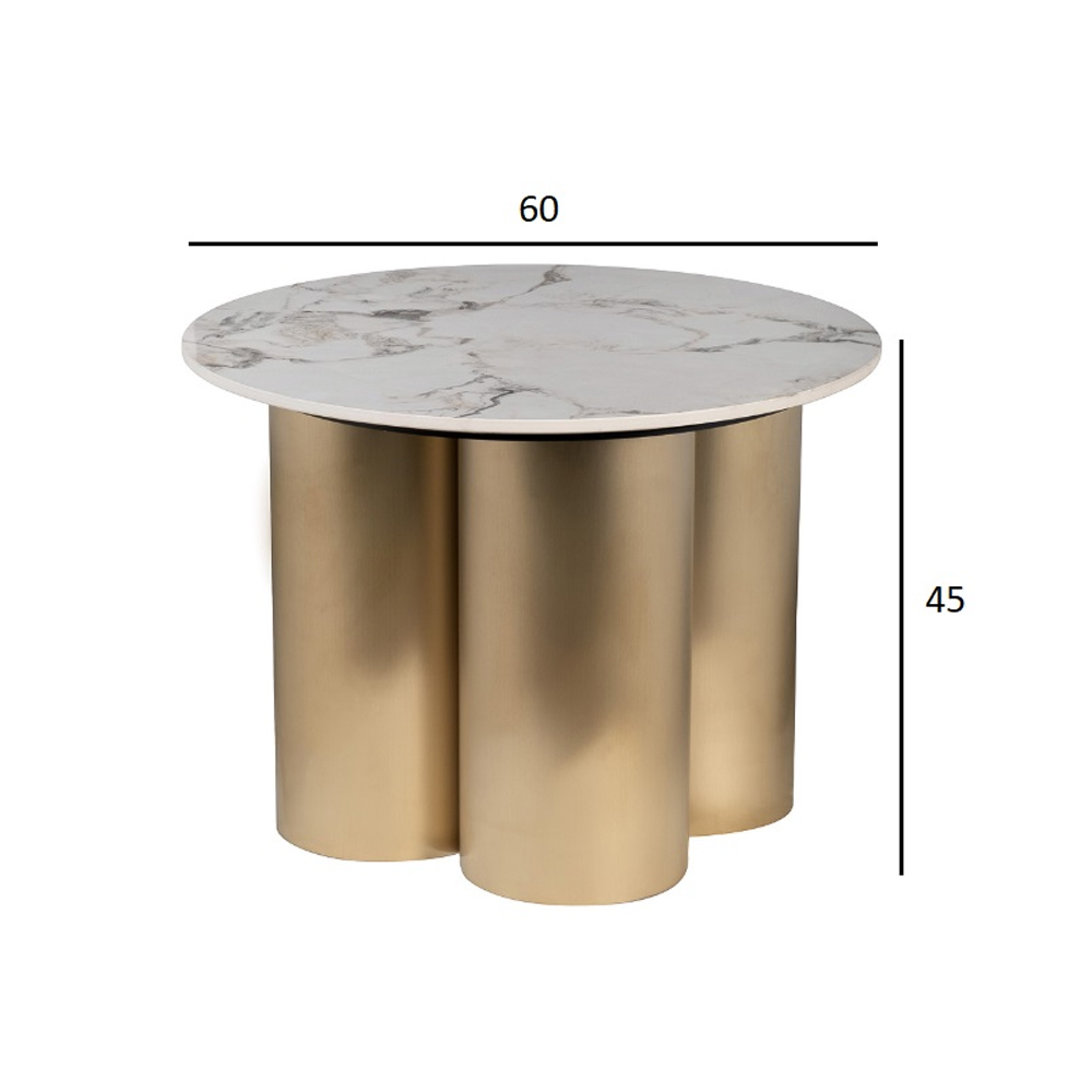 Стол журнальный круглый керамогранит белый Keramos в Перми