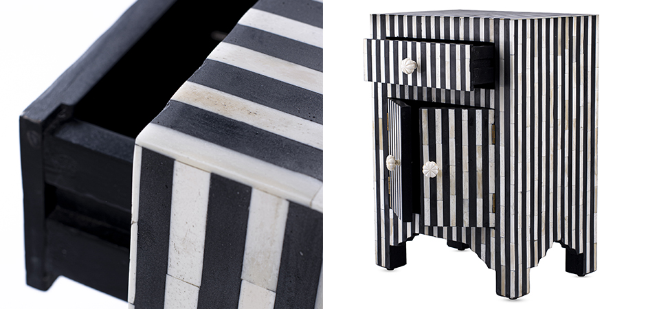 Тумба инкрустация костью Inlaid Bone Stripes чёрно-белые полосы Тумба инкрустация костью Inlaid Bone Stripes чёрно-белые полосы - Loft-Concept в Перми