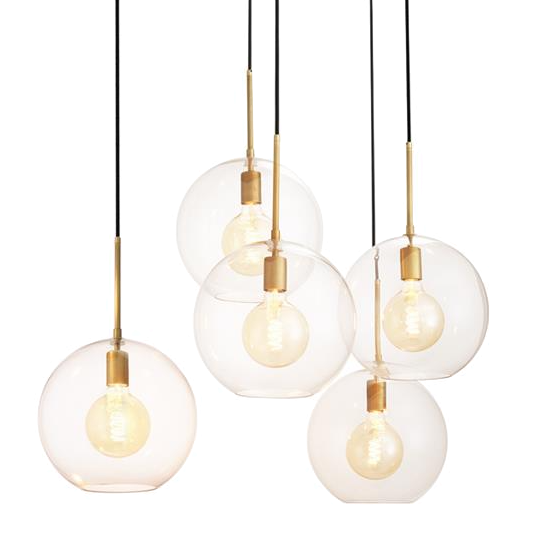 Люстра Chandelier Tango 5 light Латунь Античная полированная Темная бронза Прозрачное Стекло в Перми | Loft Concept 