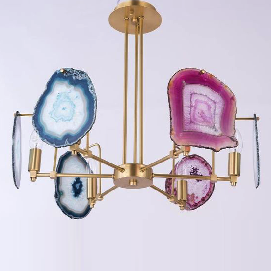 Люстра GALLERY 6 LIGHT CHANDELIER multi Color AGATE Золотой Мульти в Перми | Loft Concept 