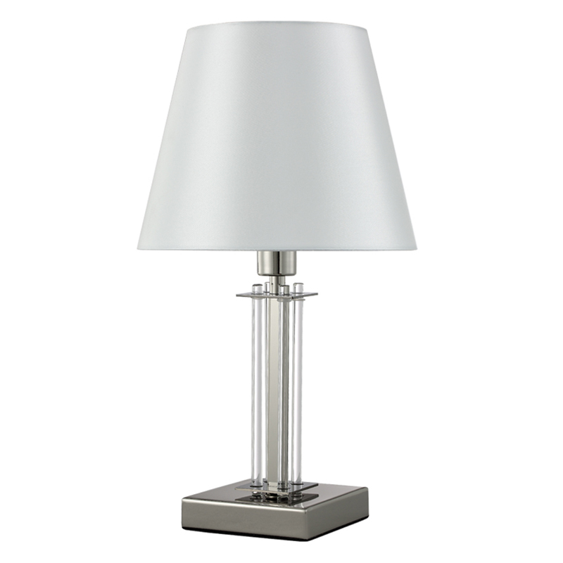 Настольная лампа с белым тканевым абажуром в форме конуса Laurent Золотой Никель Белый в Перми | Loft Concept 