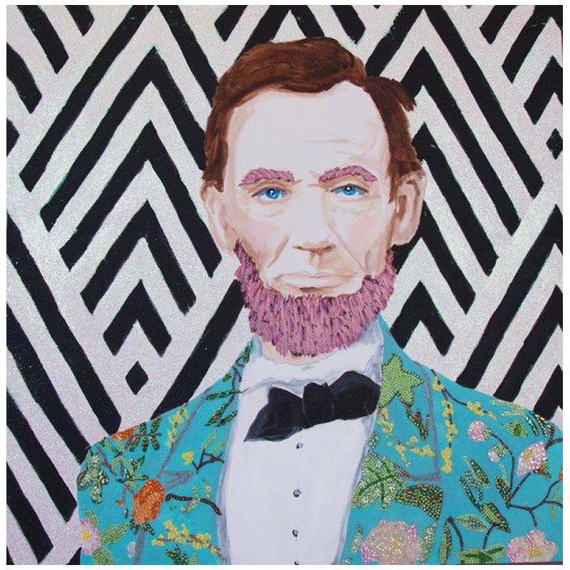 Картина “Abraham Lincoln with Gucci Floral Suit, Pink Beard, and Zig Zag Background” Мульти в Перми | Loft Concept 