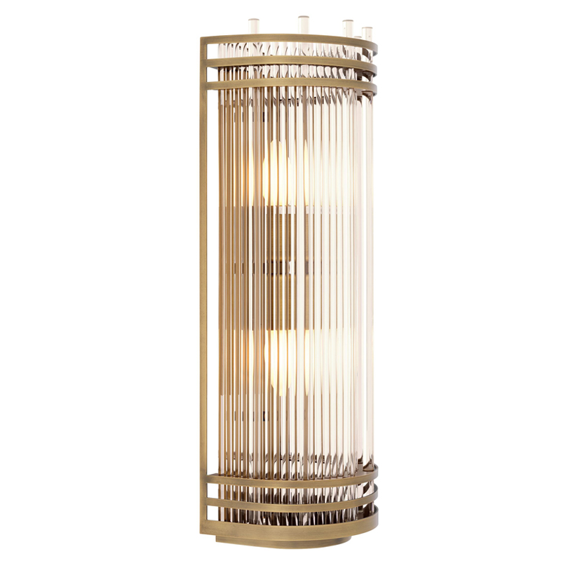 Бра Eichholtz Wall Lamp Gulf L Brass Латунь Античная полированная Прозрачный в Перми | Loft Concept 