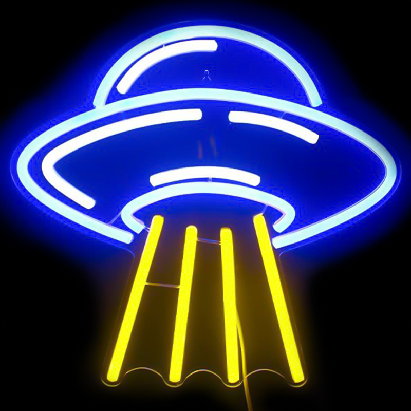 Неоновая настенная лампа UFO Neon Wall Lamp Желтый Синий в Перми | Loft Concept 