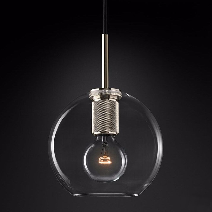 Подвесной светильник RH Utilitaire Globe Pendant Silver Никель Прозрачное Стекло в Перми | Loft Concept 