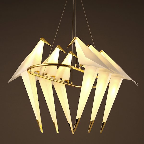 Люстра Origami Bird Chandelier 6 Бежево-серый Золотой в Перми | Loft Concept 