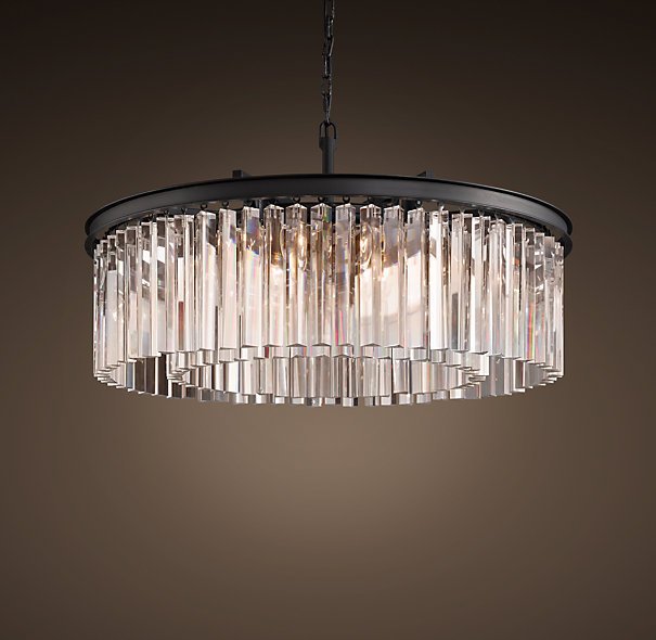 Люстра RH Rhys Clear Glass Prism Round Chandelier 70 Черный в Перми | Loft Concept 