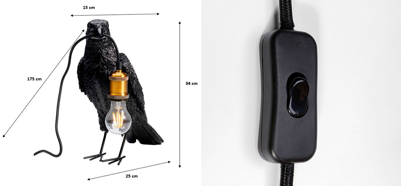 Настольная лампа Ворона Black Crow - фото №3