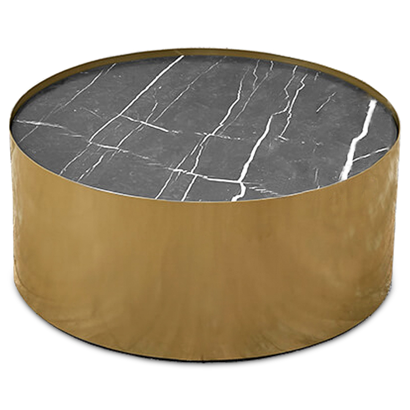 Кофейный стол Cappello Coffee Table Латунь Черный Мрамор Nero в Перми | Loft Concept 