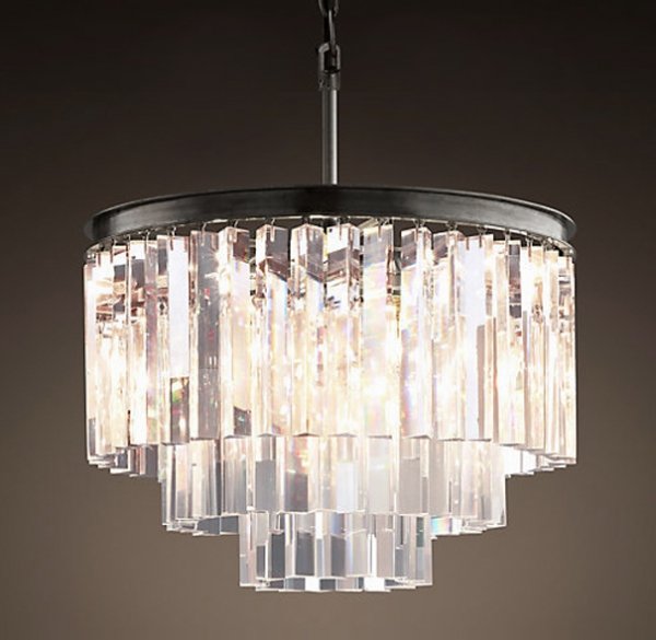 Люстра RH 1920s Odeon Clear Glass Fringe Chandelier - 3 rings Черный в Перми | Loft Concept 